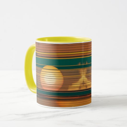 Retro Sunset Lines Aesthetic Combo Coffee Mug マグカップ (正面左)