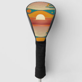 Retro Sunset Lines Aesthetic Golf Driver Cover ゴルフヘッドカバー