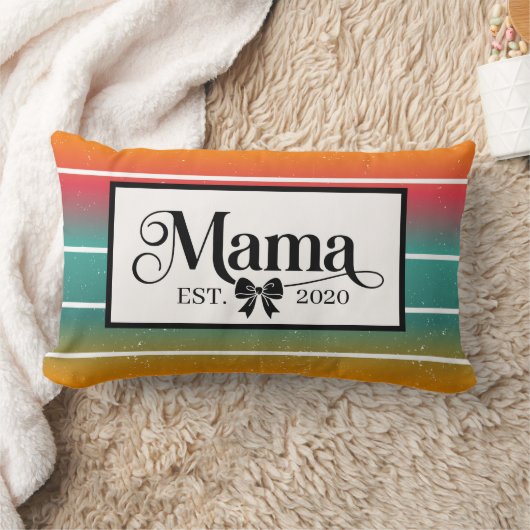 Retro Sunset Mama Custom Est. ランバークッション (ブランケット)