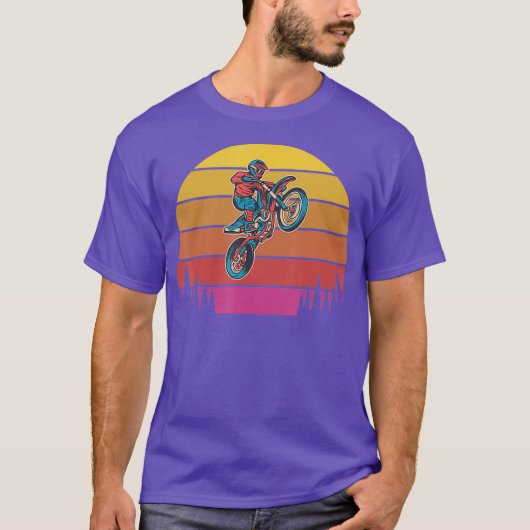 Retro Sunset Motocross Supercross Off Road Road Tシャツ (正面)