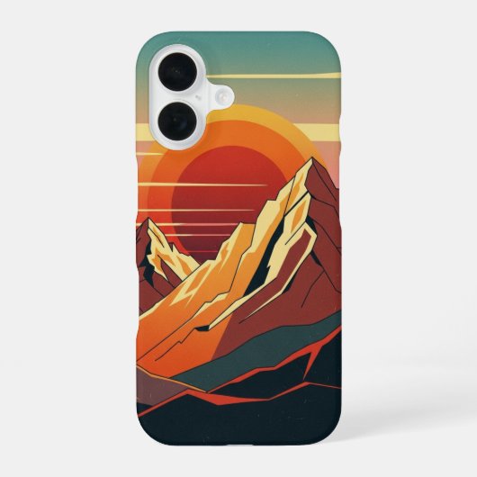 Retro Sunset Mountains iPhone 16ケース (裏面)