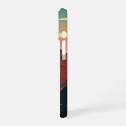Retro Sunset Mountains iPhone 16ケース (左側面)