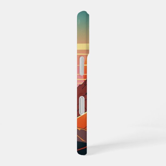 Retro Sunset Mountains iPhone 16ケース (右側面)
