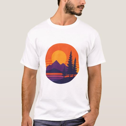 Retro Sunset Nature Vibes | Vintage 80s Aesthetic  Tシャツ (正面)