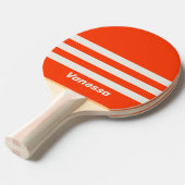 Retro Sunset Orange Three Across Stripe with Name 卓球ラケット (正面アングル)