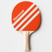 Retro Sunset Orange Three Angled Stripe with Name 卓球ラケット (裏面)
