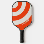 Retro Sunset Orange Three Circle Stripe with Name ピックルボールラケット (裏面)