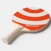 Retro Sunset Orange Three Circle Stripe with Name 卓球ラケット (正面アングル)