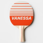 Retro Sunset Orange Three Horizon Stripe with Name 卓球ラケット (裏面)