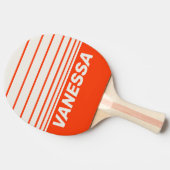 Retro Sunset Orange Three Horizon Stripe with Name 卓球ラケット (横)