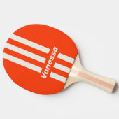 Retro Sunset Orange Three Pin Stripes with Name 卓球ラケット (横)