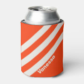 Retro Sunset Orange Three Stripes with Name 缶クーラー (缶正面)