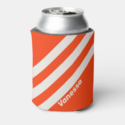 Retro Sunset Orange Three Stripes with Name 缶クーラー (缶裏面)