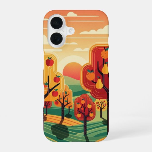 Retro Sunset Orchard iPhone 16ケース (裏面)