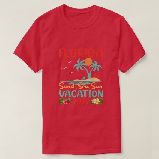 Retro Sunset Palm Tree Beach Vacation 2022 Florida Tシャツ (デザイン正面)