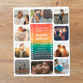 Retro Sunset Photo Mr and Mrs 65th Anniversary フリースブランケット