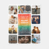 Retro Sunset Photo Mr and Mrs 65th Anniversary フリースブランケット (正面)