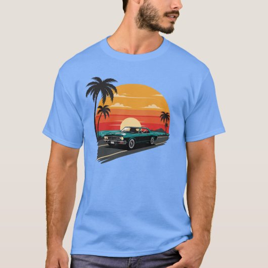 Retro Sunset Ride Tシャツ (正面)
