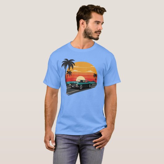 Retro Sunset Ride Tシャツ (正面フル)