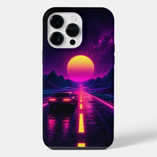 Retro Sunset Road Cell Phone Case iPhoneケース (裏面)