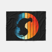 Retro Sunset Rooster Chicken Lover  フリースブランケット (正面(横))