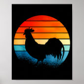 Retro Sunset Rooster Chicken Lover  ポスター (正面)