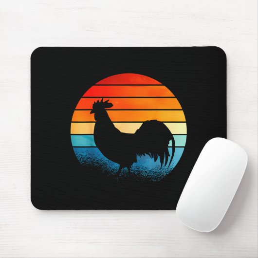 Retro Sunset Rooster Chicken Lover  マウスパッド (マウス)