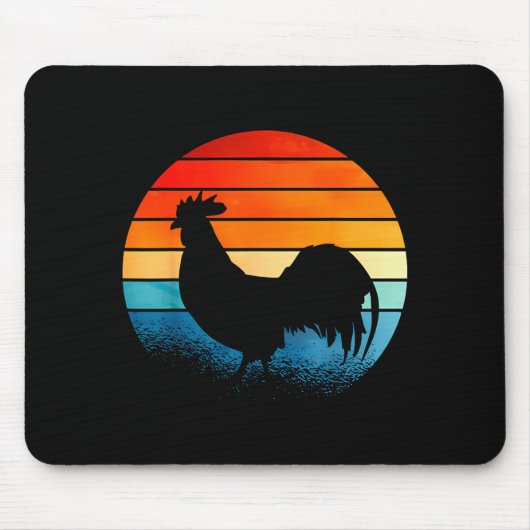 Retro Sunset Rooster Chicken Lover  マウスパッド (正面)