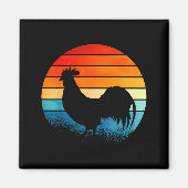Retro Sunset Rooster Chicken Lover  マグネット (正面)