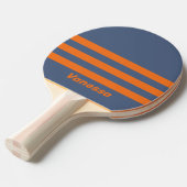 Retro Sunset Shoreline Three Across Stripe & Name 卓球ラケット (正面アングル)