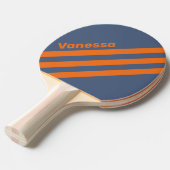 Retro Sunset Shoreline Three Angled Stripe & Name 卓球ラケット (正面アングル)