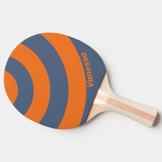 Retro Sunset Shoreline Three Circle Stripe & Name 卓球ラケット (横)