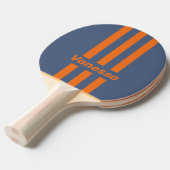 Retro Sunset Shoreline Three Pin Stripes with Name 卓球ラケット (正面アングル)