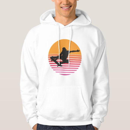 Retro Sunset Skateboarder  パーカ (正面)