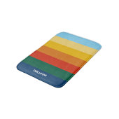 Retro Sunset Stripes with Simple Space Bold Name バスマット (アングル)