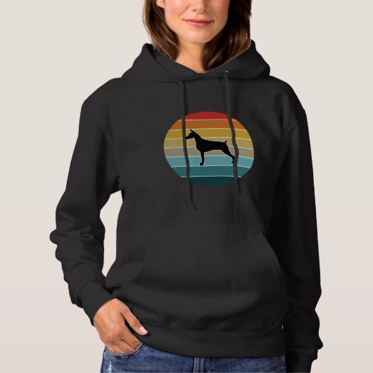 Retro Sunset Style Doberman Vintage Lover Doberman パーカ (正面)