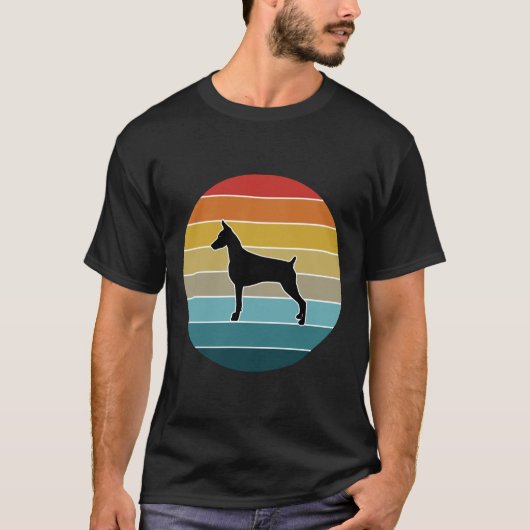 Retro Sunset Style Doberman Vintage Lover Doberman Tシャツ (正面)
