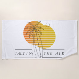 Retro Sunset Surfboard Minimalist Salt In The Air  ビーチタオル