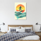 Retro Sunset Surfer – Vintage Surf Art キャンバスプリント (インサイチュ (寝室))
