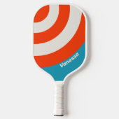 Retro Sunset Tide Rush Circle Stripe with Name ピックルボールラケット (裏面)