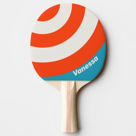 Retro Sunset Tide Rush Circle Stripe with Name 卓球ラケット (裏面)