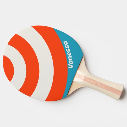 Retro Sunset Tide Rush Circle Stripe with Name 卓球ラケット (横)