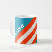 Retro Sunset Tide Rush Stripes with Name コーヒーマグカップ (正面左)