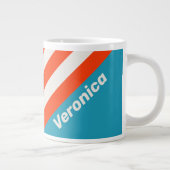 Retro Sunset Tide Rush Stripes with Name ジャンボコーヒーマグカップ (右)