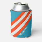 Retro Sunset Tide Rush Stripes with Name 缶クーラー (缶裏面)