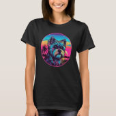 Retro Sunset Yorkie Dog Tシャツ (正面)