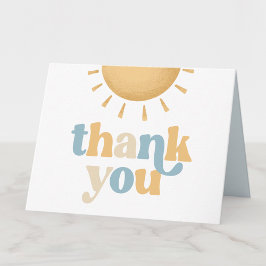 Retro Sunshine Baby Shower Folded Thank You Card サンキューカード