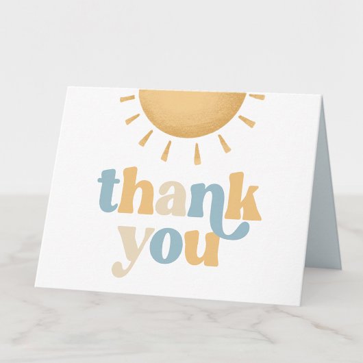 Retro Sunshine Baby Shower Folded Thank You Card サンキューカード
