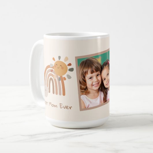 Retro Sunshine Best Mom Ever Boho Rainbow  コーヒーマグカップ (正面左)