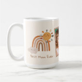 Retro Sunshine Best Mom Ever Boho Rainbow  コーヒーマグカップ (左)
